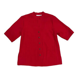 Susan Graver Red Button Up Blouse M